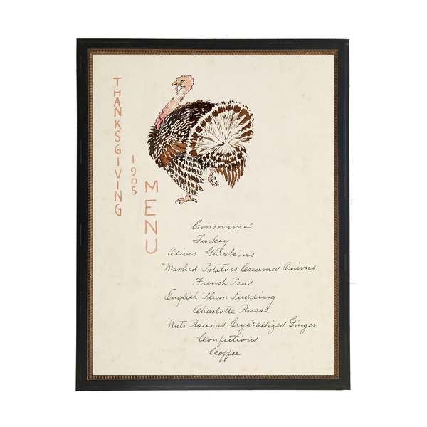 Antique Curiosities Thanksgiving Menu Framed Print