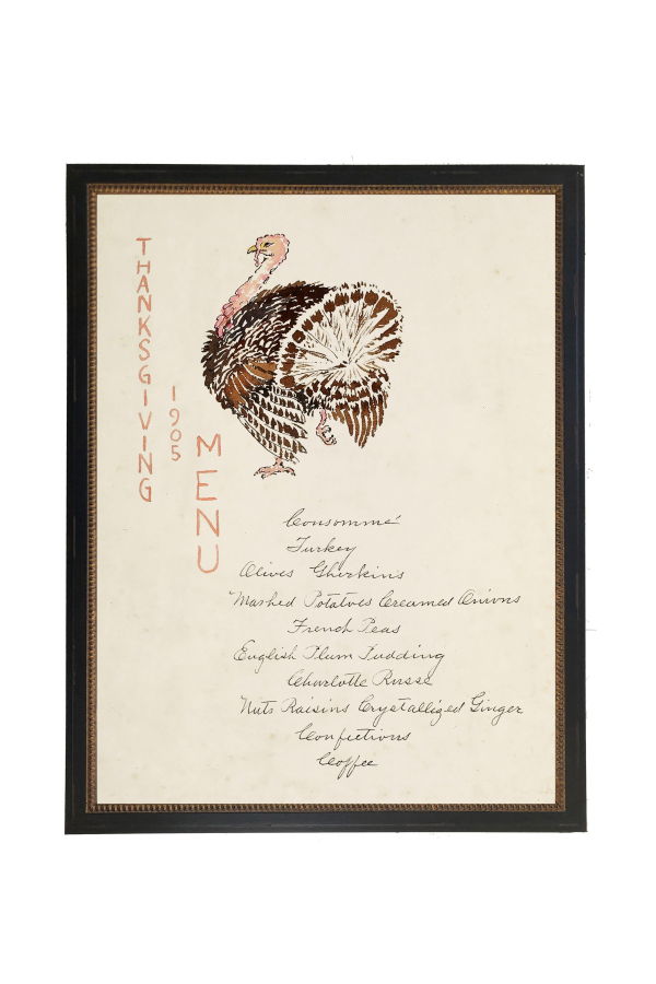 Antique Curiosities Thanksgiving Menu Framed Print