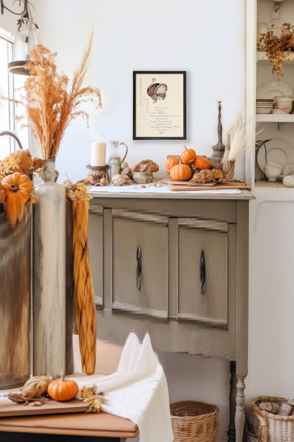 Antique Curiosities Thanksgiving Menu Framed Print