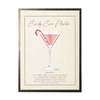 Antique Curiosities Watercolor Candy Cane Martini Cocktail and Recipe Framed Print - Pewter - Thumbnail 1