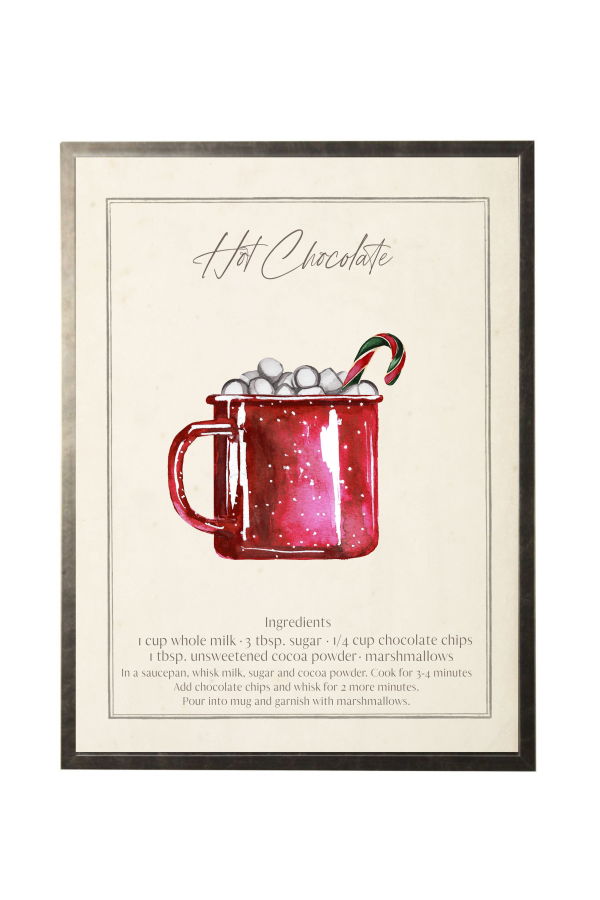 Antique Curiosities Watercolor Hot Chocolate Recipe Print