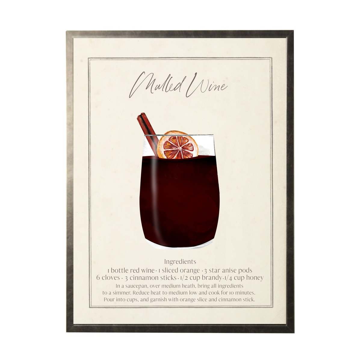 Antique Curiosities Watercolor Mulled Wine Cocktail and Recipe Art Print - Image 1 of 2