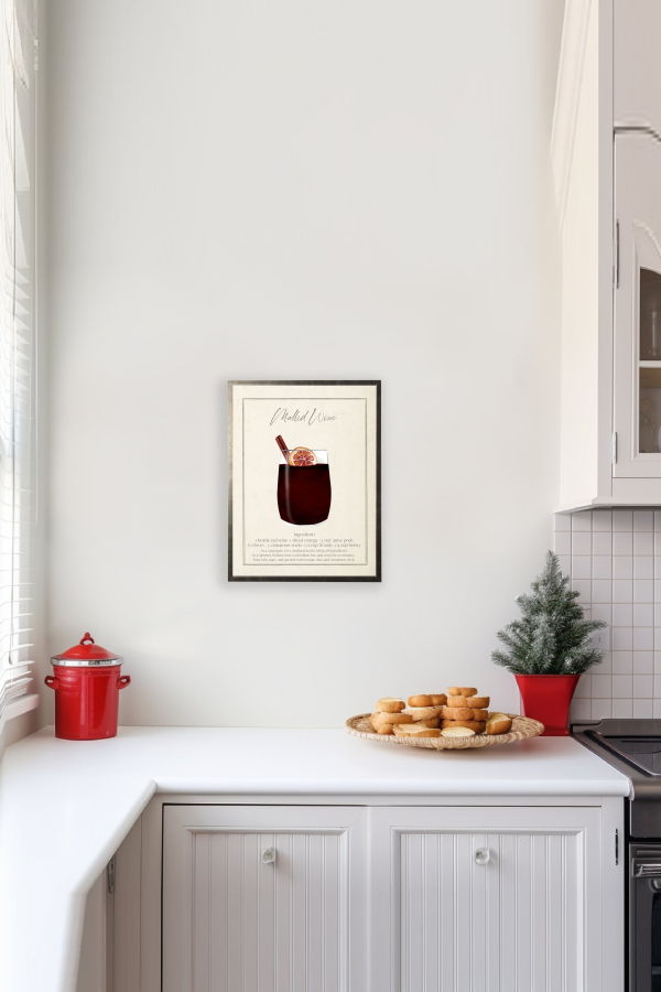 Antique Curiosities Watercolor Mulled Wine Cocktail and Recipe Art Print