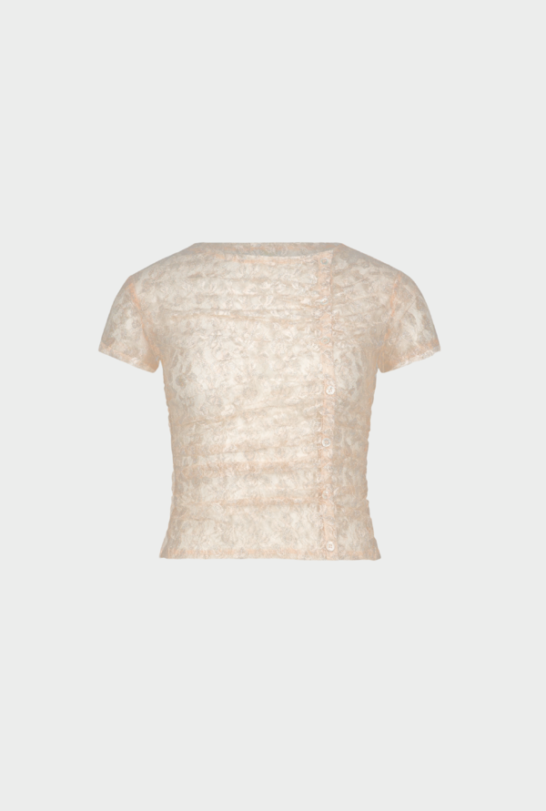 SAEMDI Metallic Lace Top