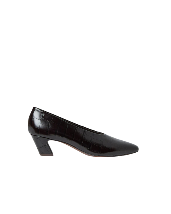 Loeffler Randall Neive Crocodile Leather Low Pump - Ebony