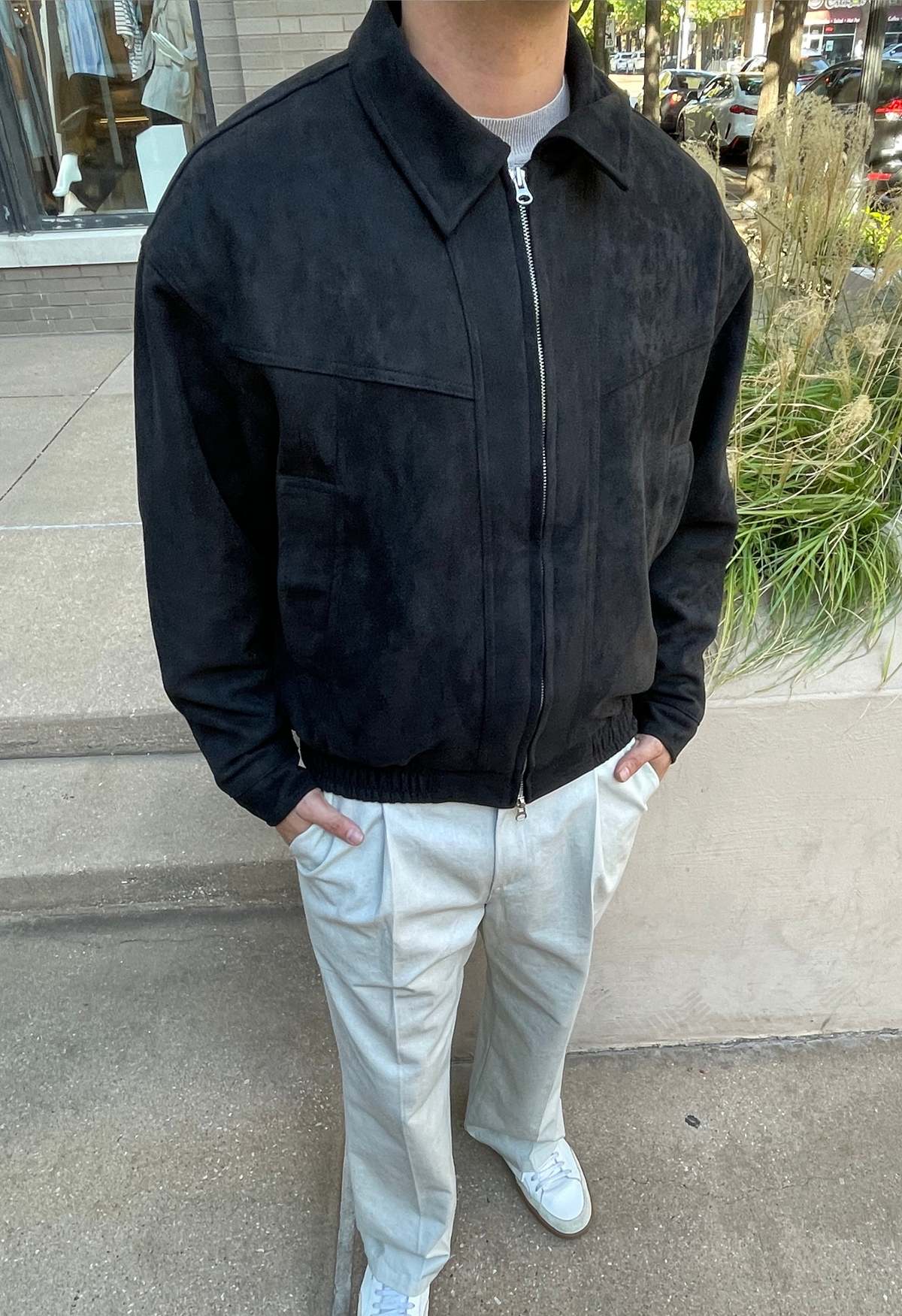 The NKC Store Suede Bomber Jacket - Image 1 of 6