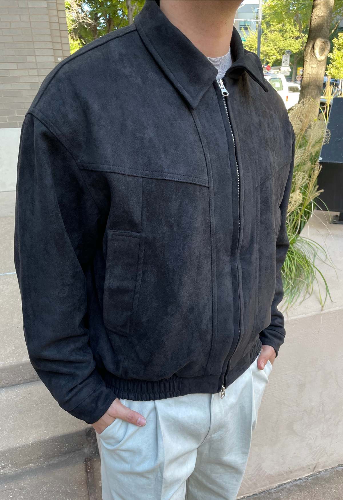 The NKC Store Suede Bomber Jacket - Image 3 of 6