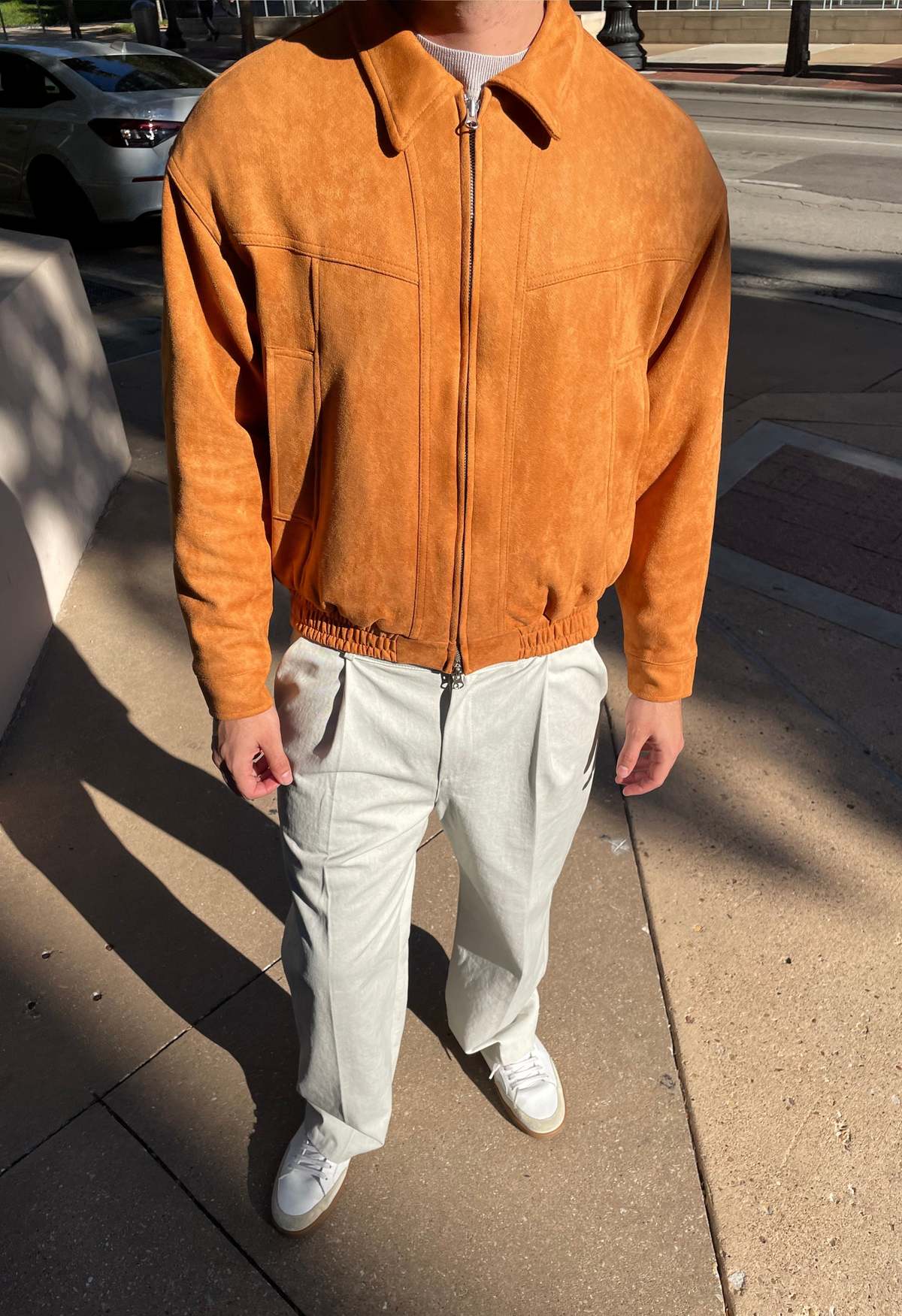 The NKC Store Suede Bomber Jacket - Image 1 of 4