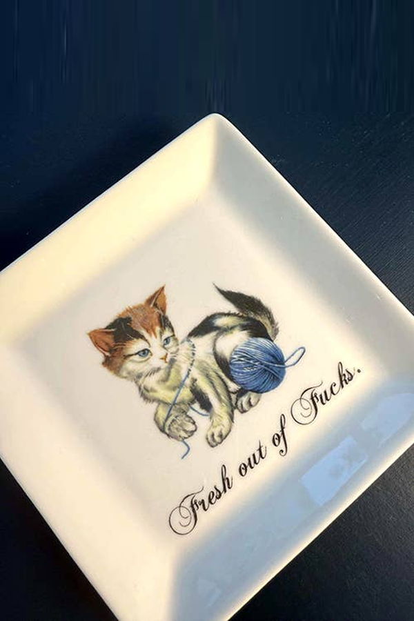 Dirty Lola Fresh Out of Fucks. Cat Trinket Tray