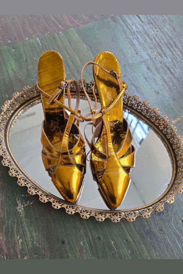 Shiaparelli Art Deco Golden Heels