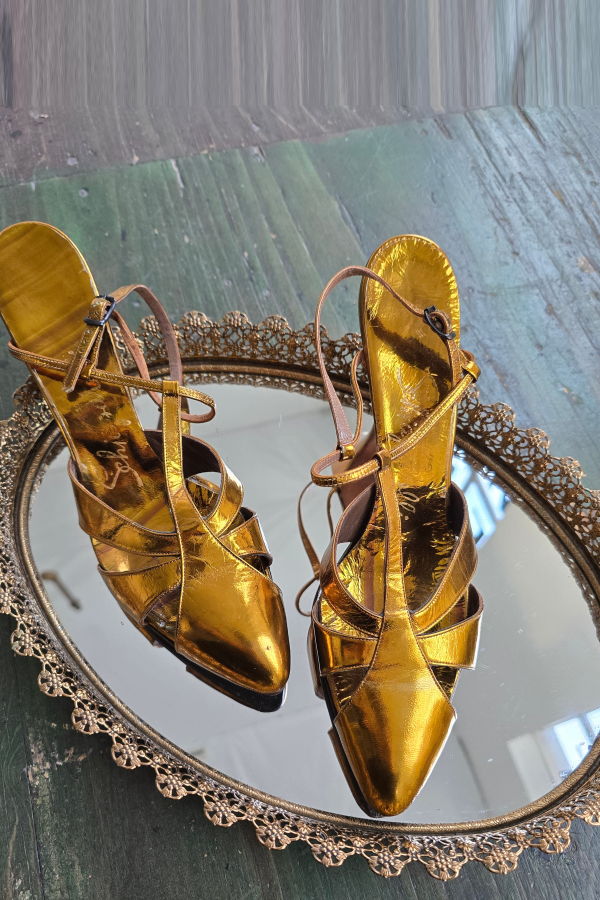 Shiaparelli Art Deco Golden Heels