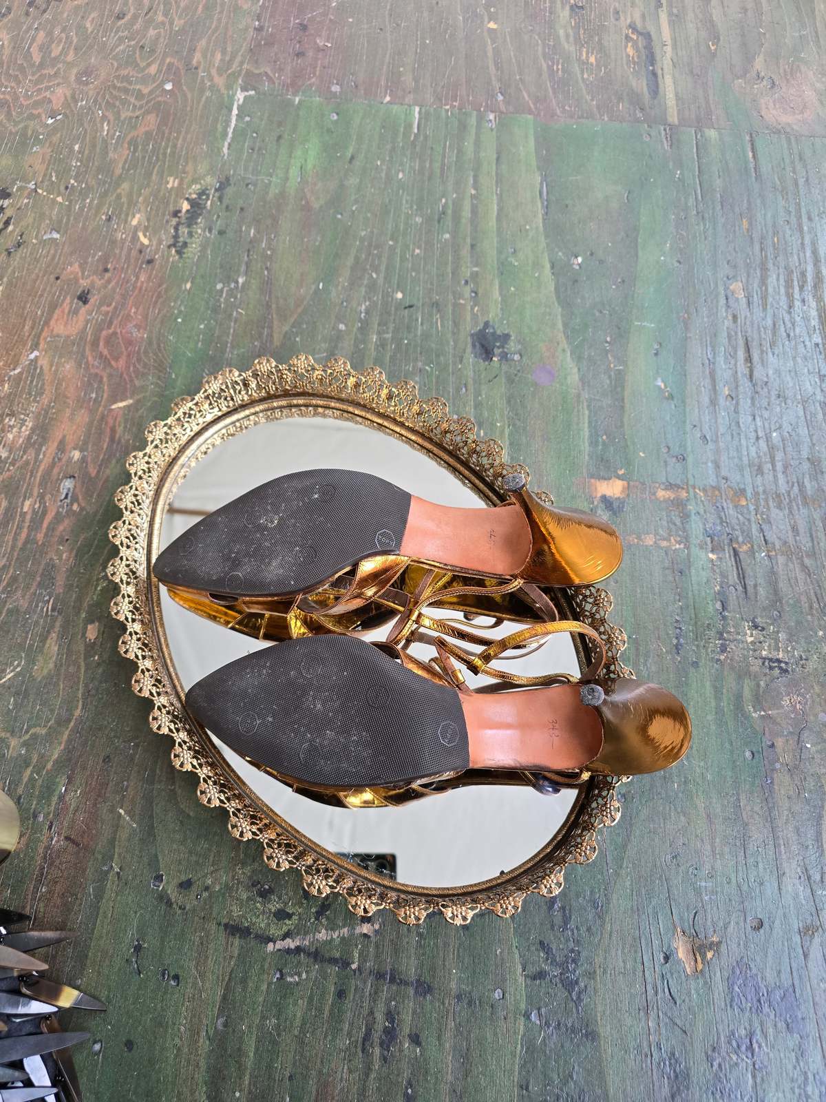 Shiaparelli Art Deco Golden Heels - Image 3 of 5