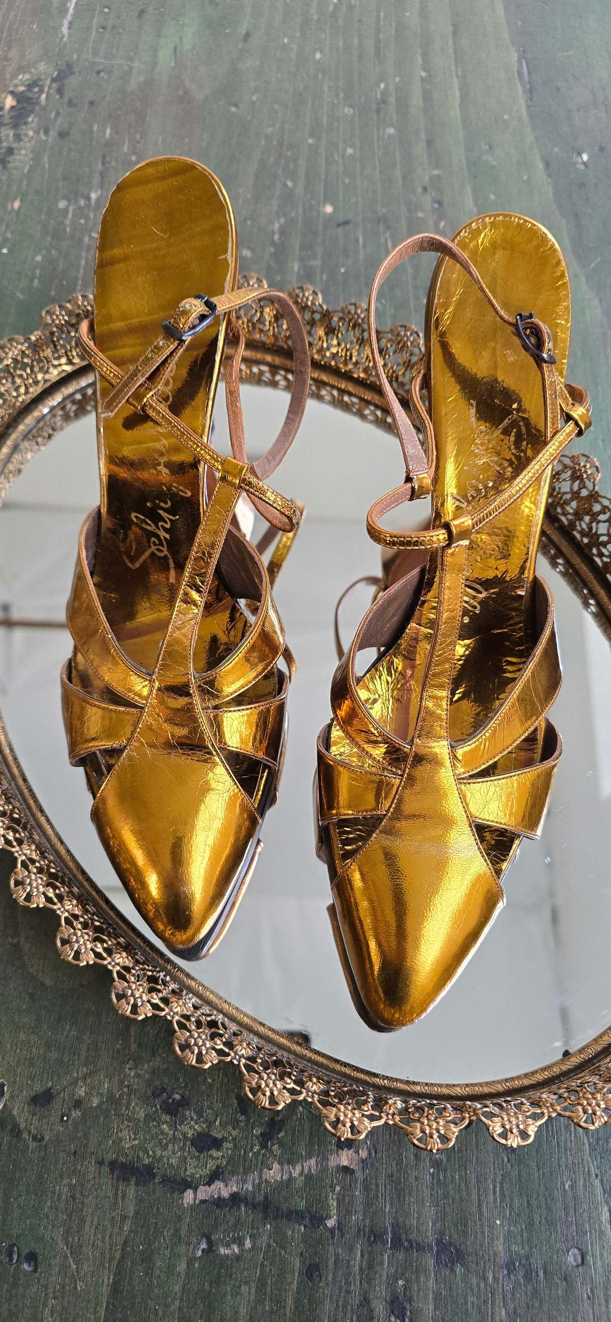 Shiaparelli Art Deco Golden Heels - Image 5 of 5