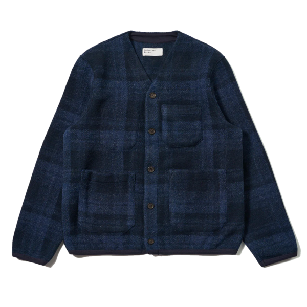 Universal Works Cardigan Moh Check Fleece Universal Works Cardigan Moh Check Fleece