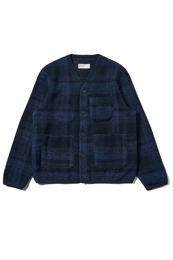 Universal Works Cardigan Moh Check Fleece