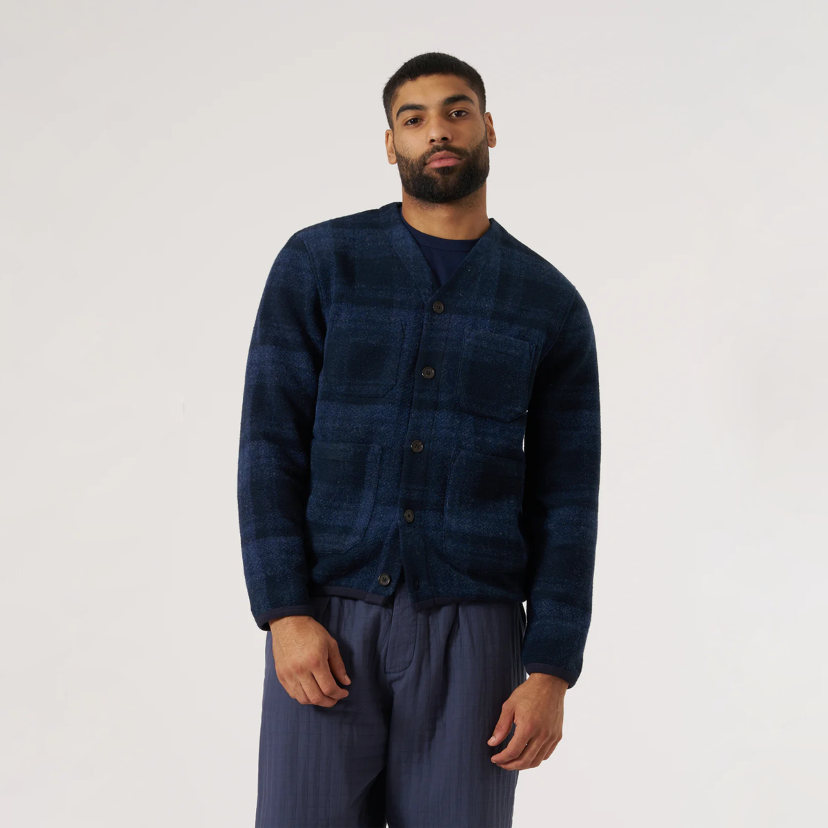 Universal Works Cardigan Moh Check Fleece - Image 3 of 3