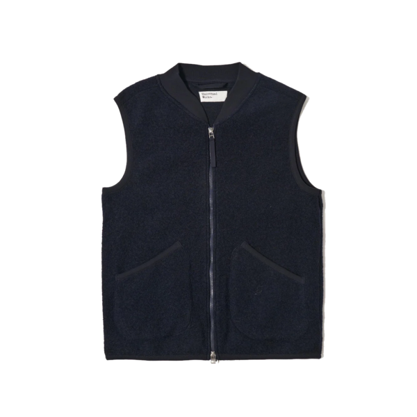 Universal Works Wool Fleece Zip Waistcoat - Navy