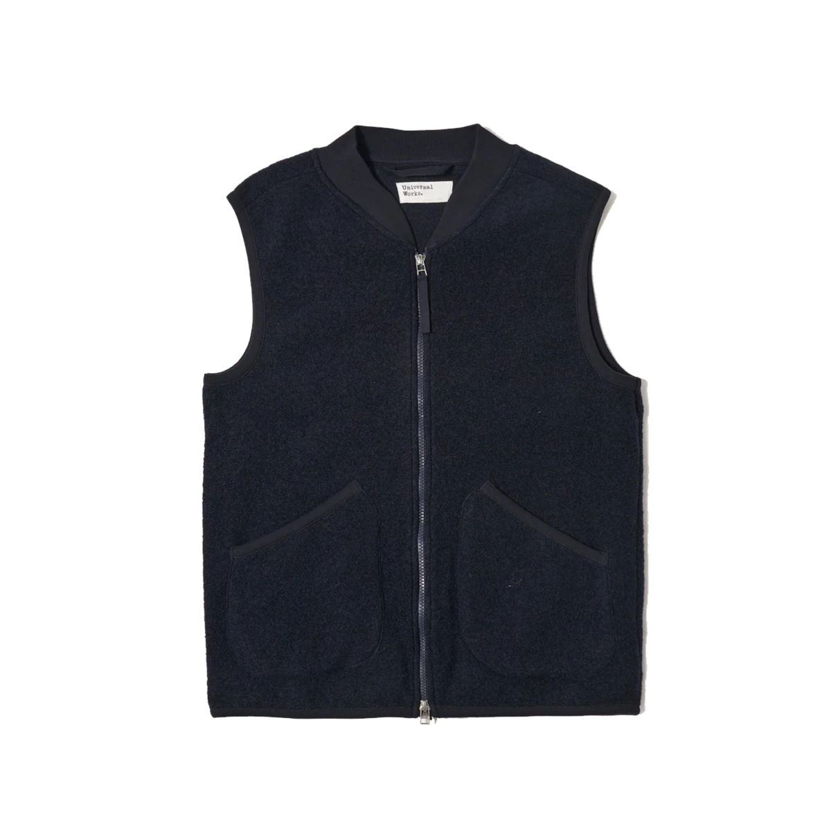 Universal Works Wool Fleece Zip Waistcoat - Navy - Image 1 of 3