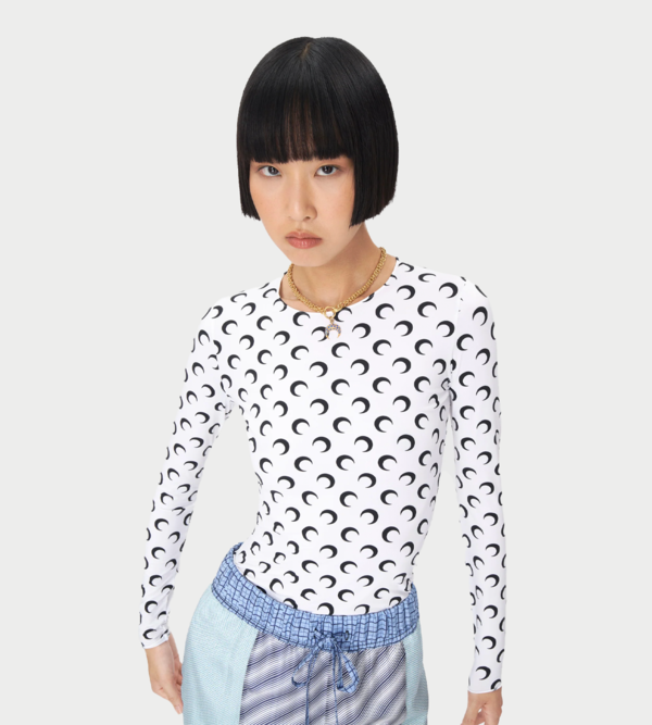 MARINE SERRE Moon Printed Second-skin Crewneck Top