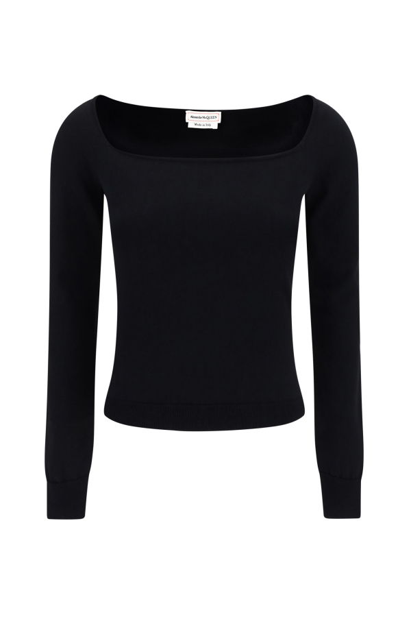 Alexander McQueen Square Neckline Top - Black