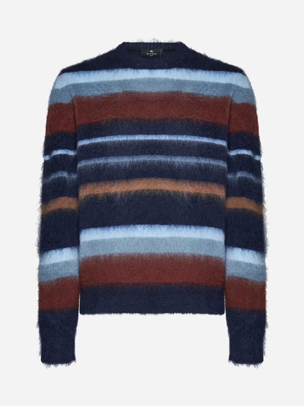 Etro Striped Mohair-blend Sweater - Blu