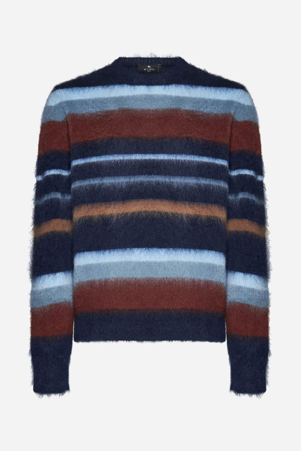 Etro Striped Mohair-blend Sweater - Blu