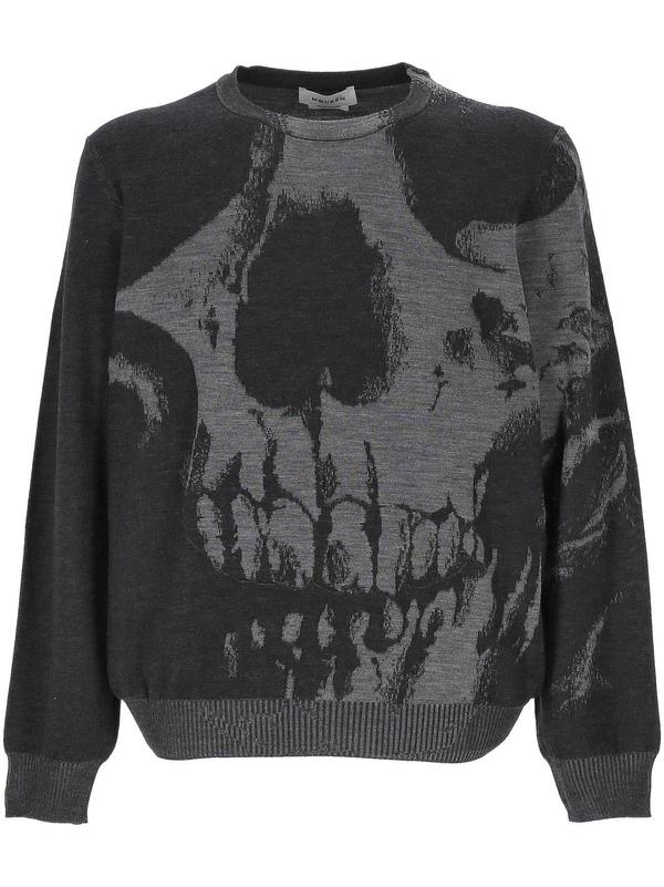 Alexander McQueen Skull Crewneck Jumper - Gray
