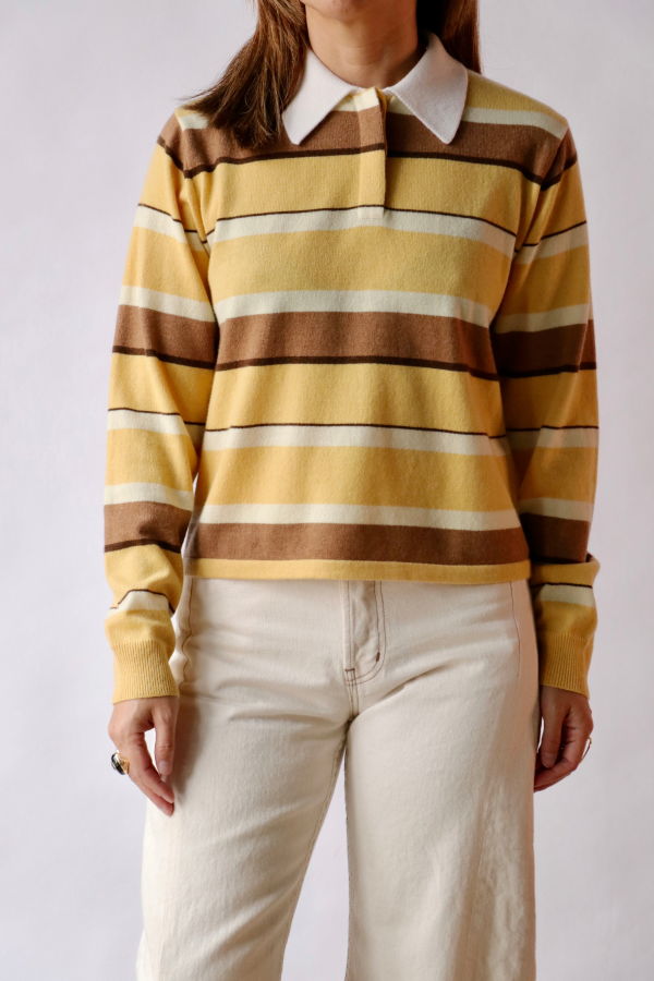 Guest in Residence Cropped Stripe Rugby Sweater
