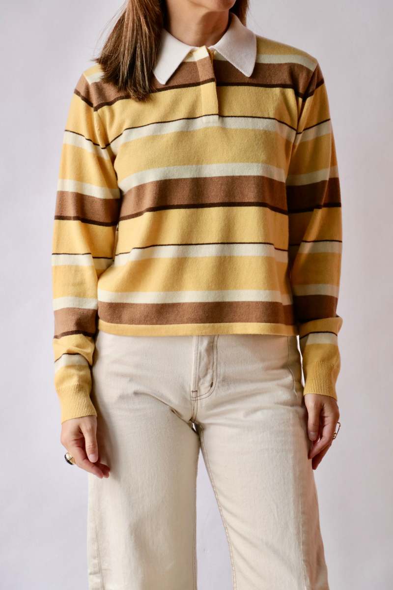 Guest in Residence Cropped Stripe Rugby Sweater
