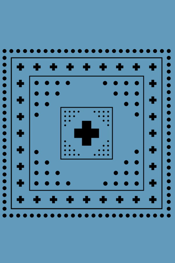 DUSHYANT. Archie Bandana No. 26 - Dots and Plus Sign on Cerulean Blue Bandana