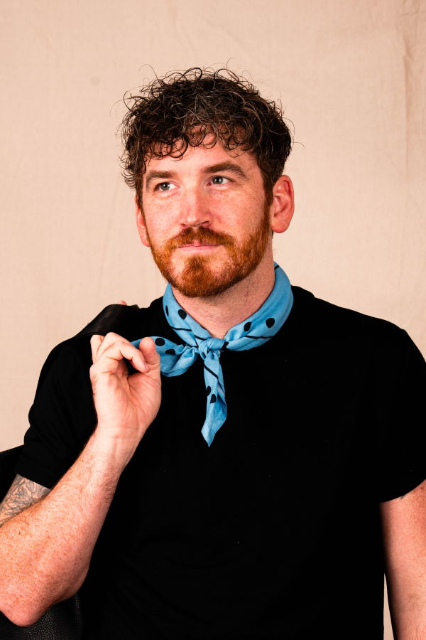 DUSHYANT. Archie Bandana No. 26 - Dots and Plus Sign on Cerulean Blue Bandana