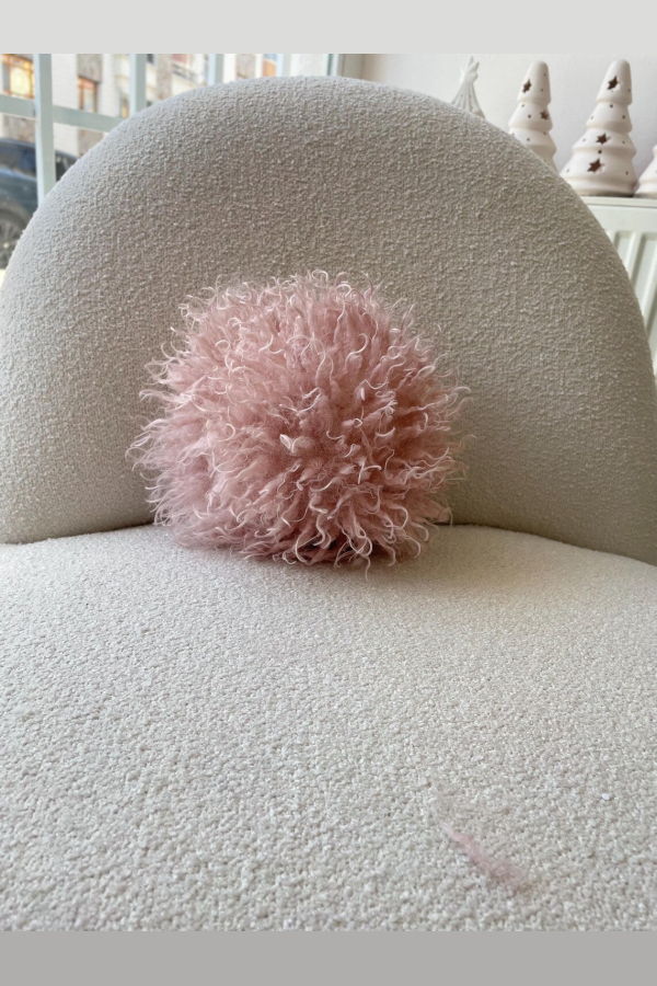 Belgin K. Faux Lamb Fur Ball Pillow - Pink