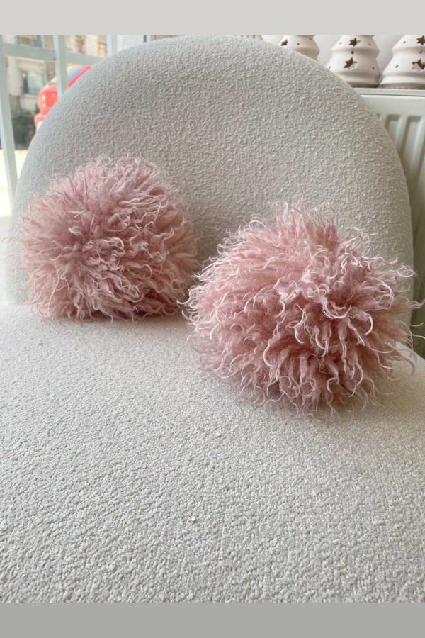 Belgin K. Faux Lamb Fur Ball Pillow - Pink