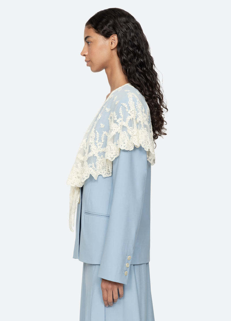 Sea NY Elisa Tropical Wool Capelet Jacket