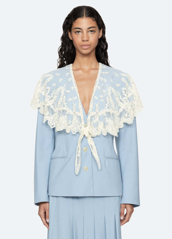 Sea NY Elisa Tropical Wool Capelet Jacket