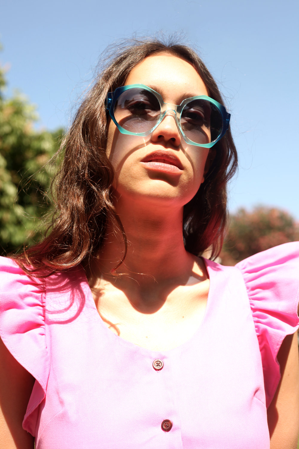 Zanzan Ortolan Translucent Lavender Round Sunglasses with Brown Gradient Lenses Magician Purple Flexible Round Pre-Teens Tinted Sunglasses  main image 3