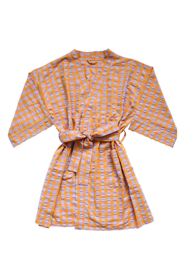 Mosey Me Kumquat Bloom Seersucker Short Robe