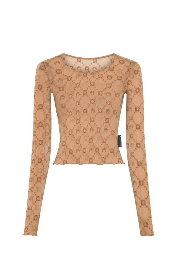 MARINE SERRE Recycled Mesh Flock Crop Top - BG60 Camel