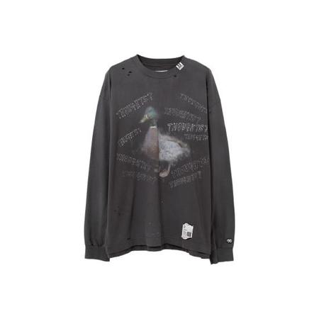 Mihara Yasuhiro Distressed Long Sleeves Tee - Black | Garmentory
