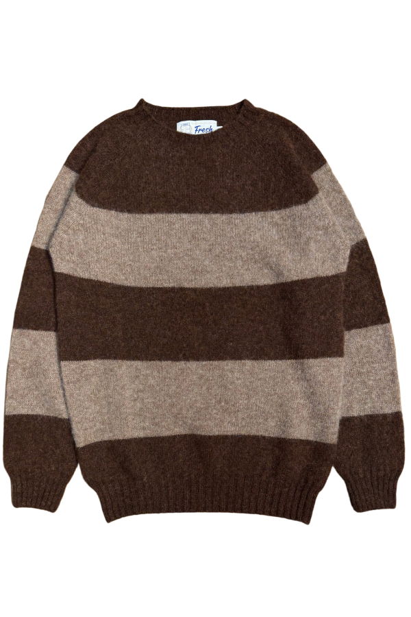 Fresh Sean Shaggy Shetland Wool Striped Sweater