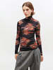 Ganni Printed Shiny Jersey Turtleneck - Thumbnail 1