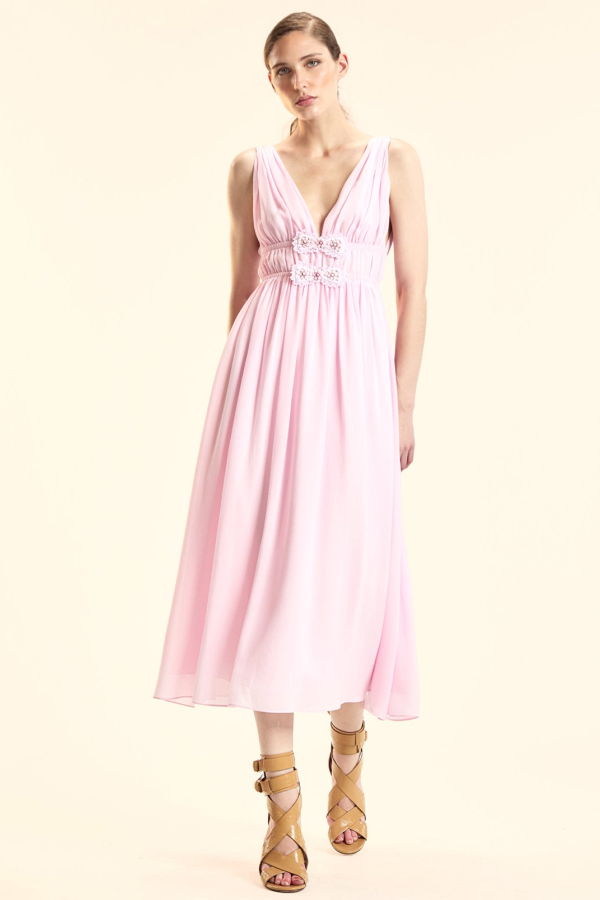 Cynthia Rowley Amelie Silk Midi Dress - Pink