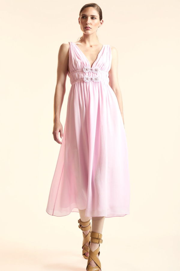 Cynthia Rowley Amelie Silk Midi Dress - Pink