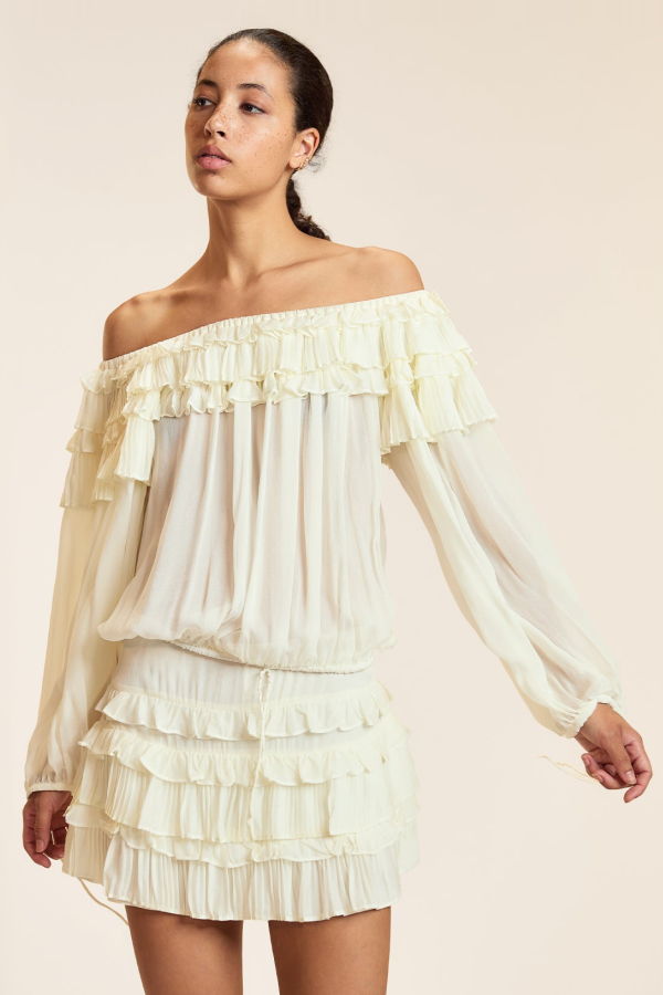 Cynthia Rowley Bella Ruffle Mini Skort - Off White