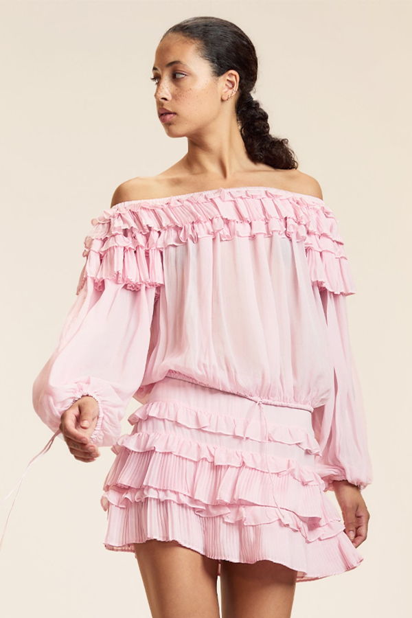 Cynthia Rowley Bella Ruffle Mini Skort - Pink