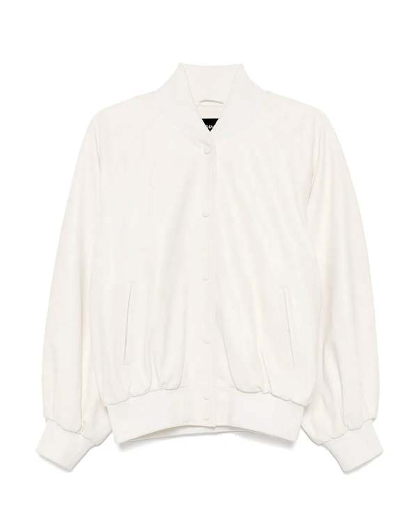 Cynthia Rowley Downtown Leather Bomber Jacket - Off White
