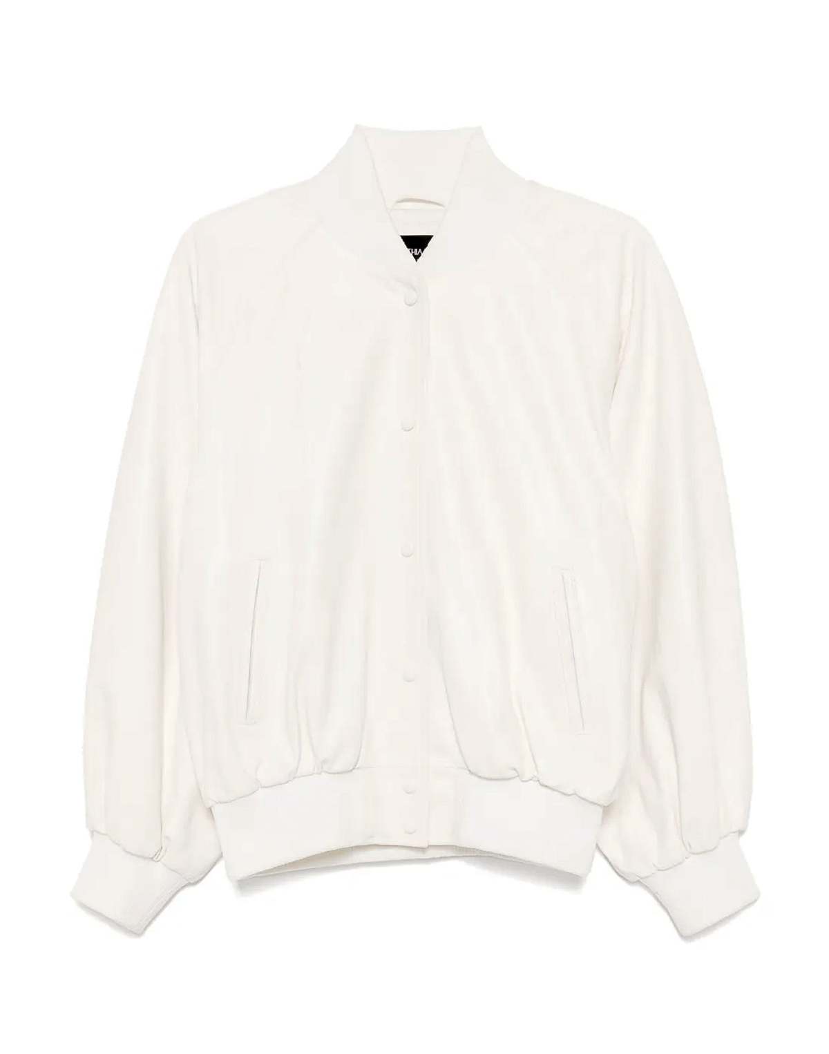 Cynthia Rowley Downtown Leather Bomber Jacket - Off White - Image 7 of 7
