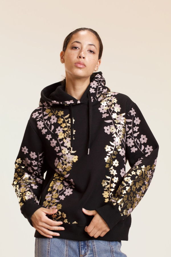 Cynthia Rowley Gold Foil Hoodie - Black/Gold