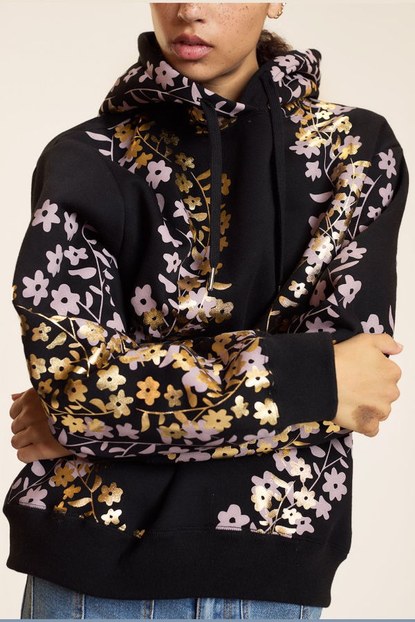 Cynthia Rowley Gold Foil Hoodie - Black/Gold