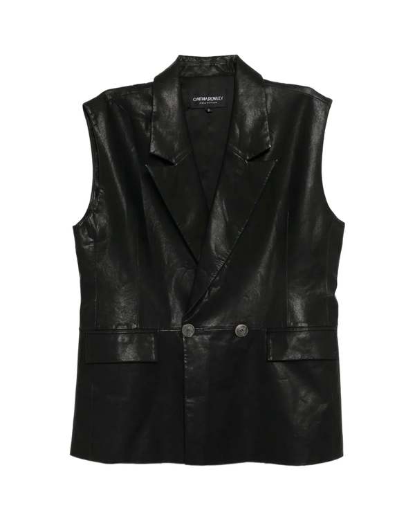 Cynthia Rowley Lola Leather Vest - Black